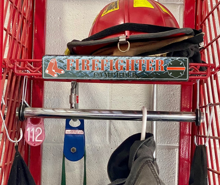 Diamond Plate Flashover Graphix Custom Leather Locker Tag
