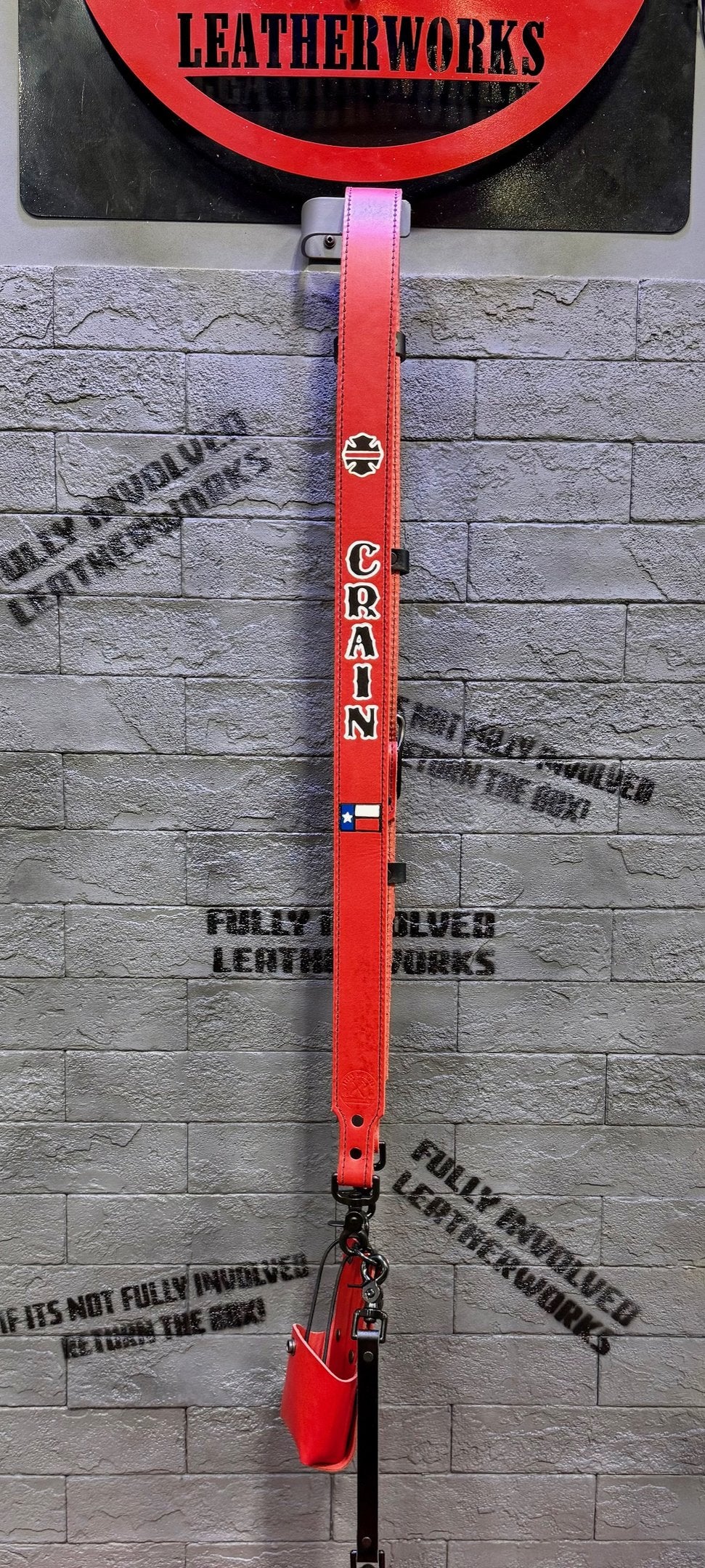 Red Custom Leather Radio Strap