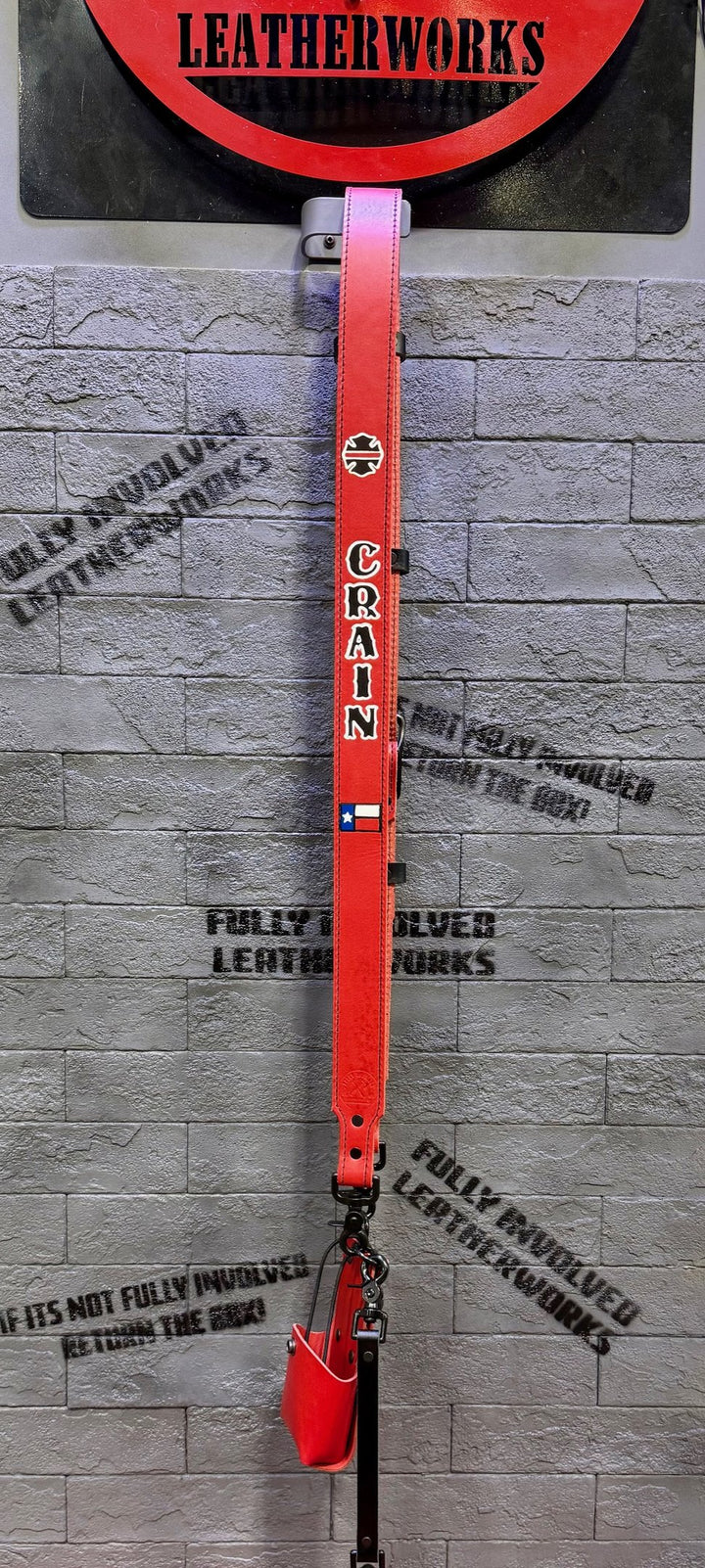 Red Custom Leather Radio Strap