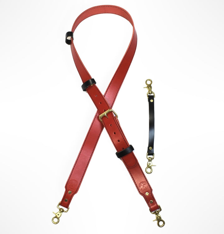 Red Ready To Ship Leather Radio Strap