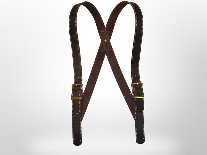 Rustic Brown Ready To Ship Leather X-Back Suspenders
