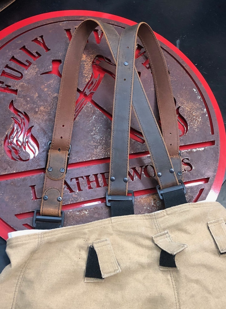 Rustic Smoke Ready To Ship Leather X-Back Suspenders
