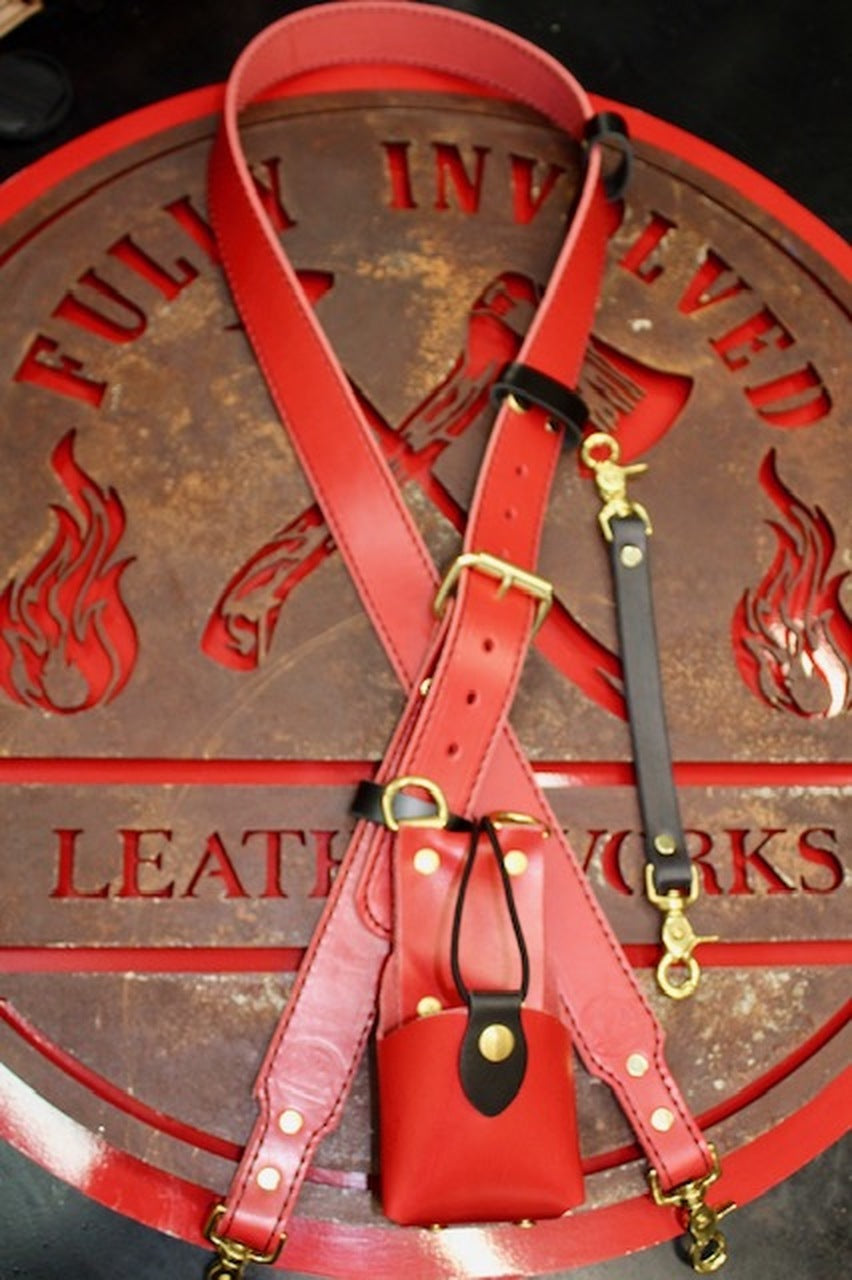 Red Ready To Ship Leather Radio Strap