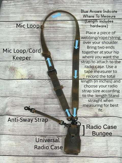 Rustic Smoke Ready To Ship Leather Radio Strap