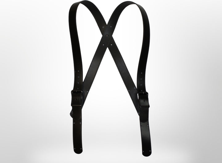 Soot Black Ready To Ship Leather X-Back Suspenders
