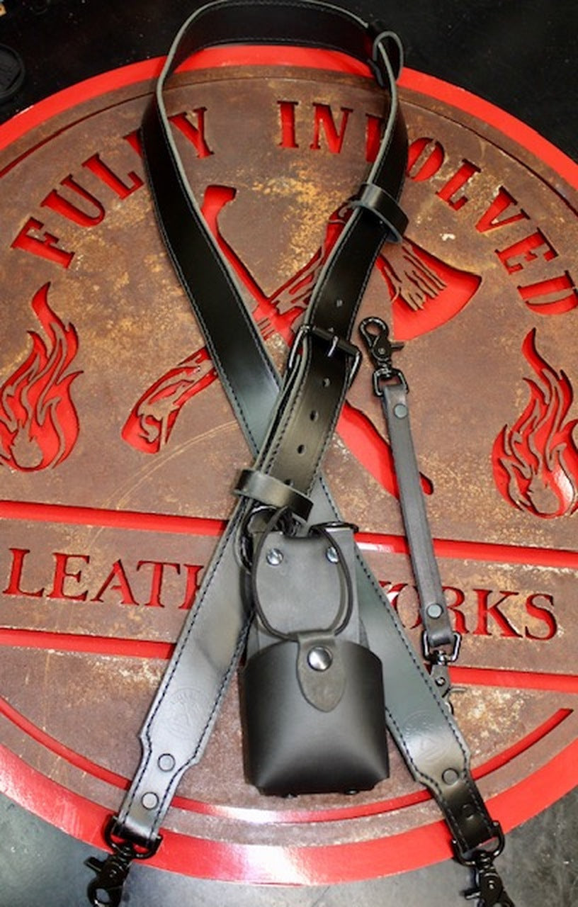 Soot Black Ready To Ship Leather Radio Strap