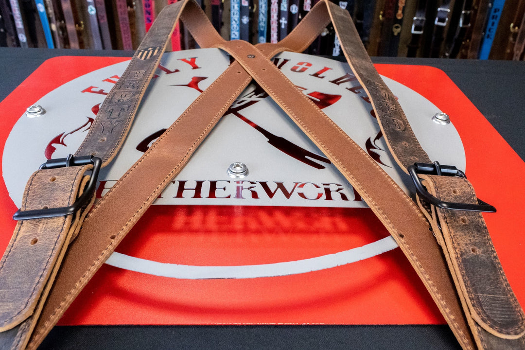 Rustic Brown Custom Leather Suspenders