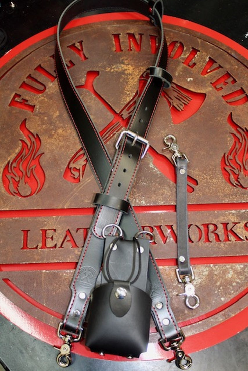 Black Ready To Ship Leather Radio Strap