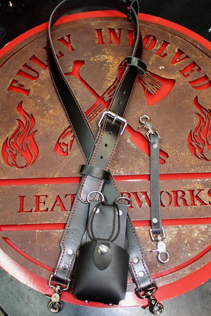 Black Ready To Ship Leather Radio Strap