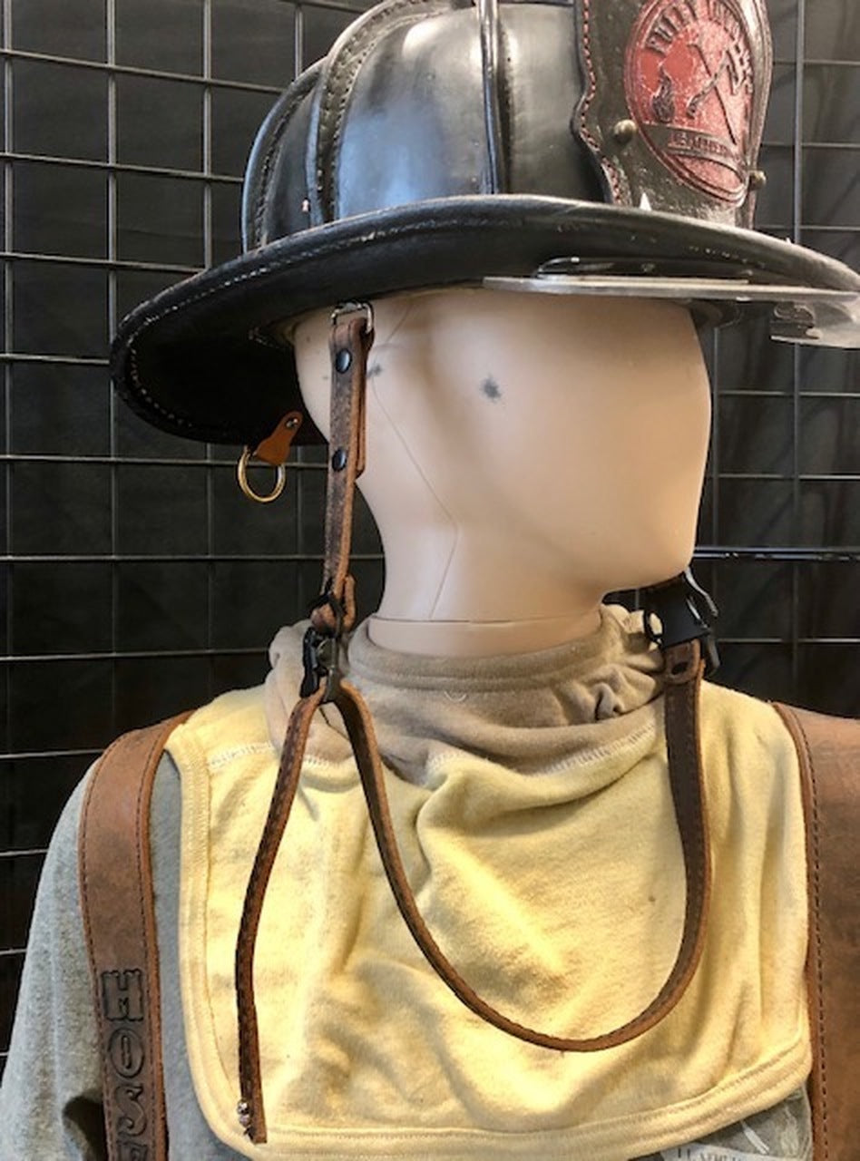 Stitched Leather Fire Helmet Chin Strap