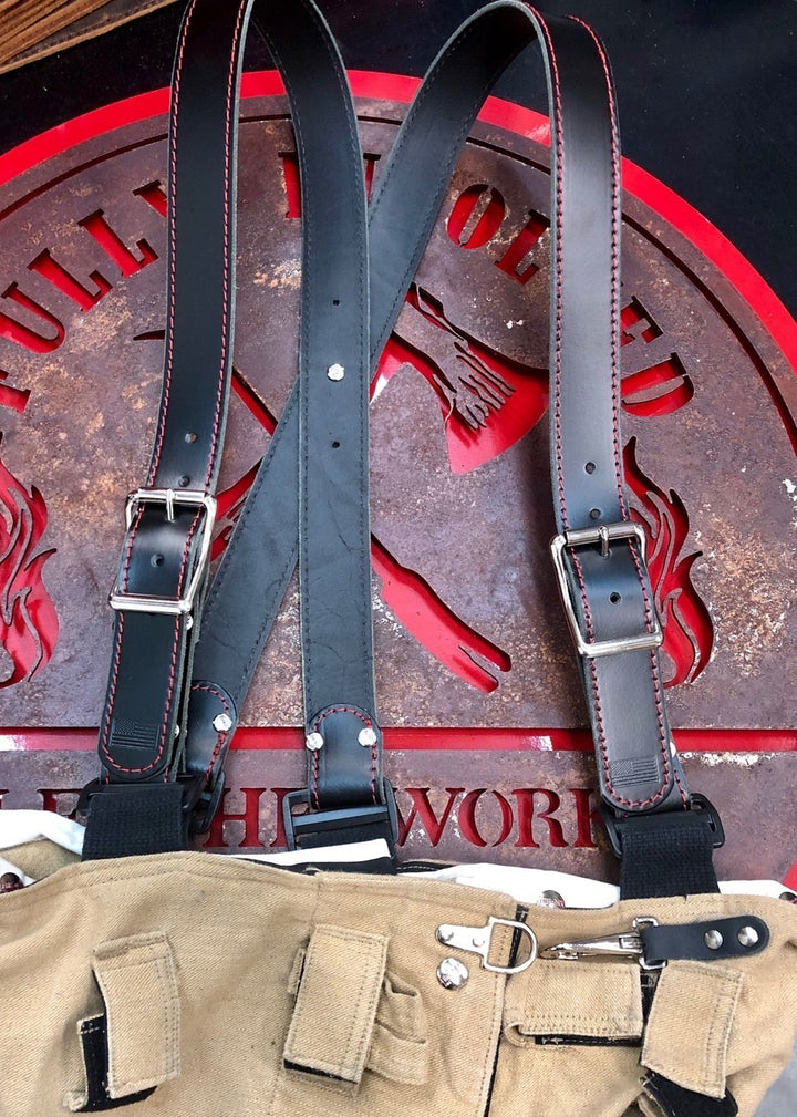 Black Custom Leather Suspenders