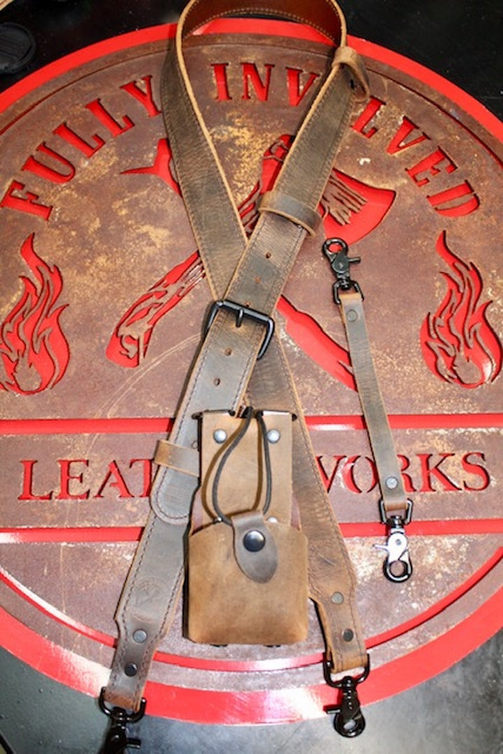 Rustic Smoke Ready To Ship Leather Radio Strap