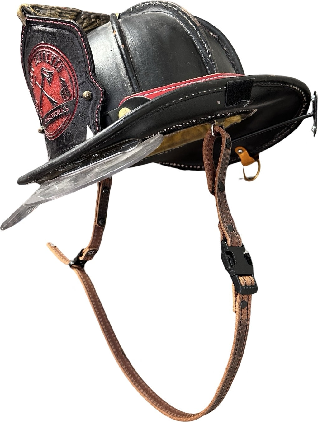Stitched Leather Fire Helmet Chin Strap
