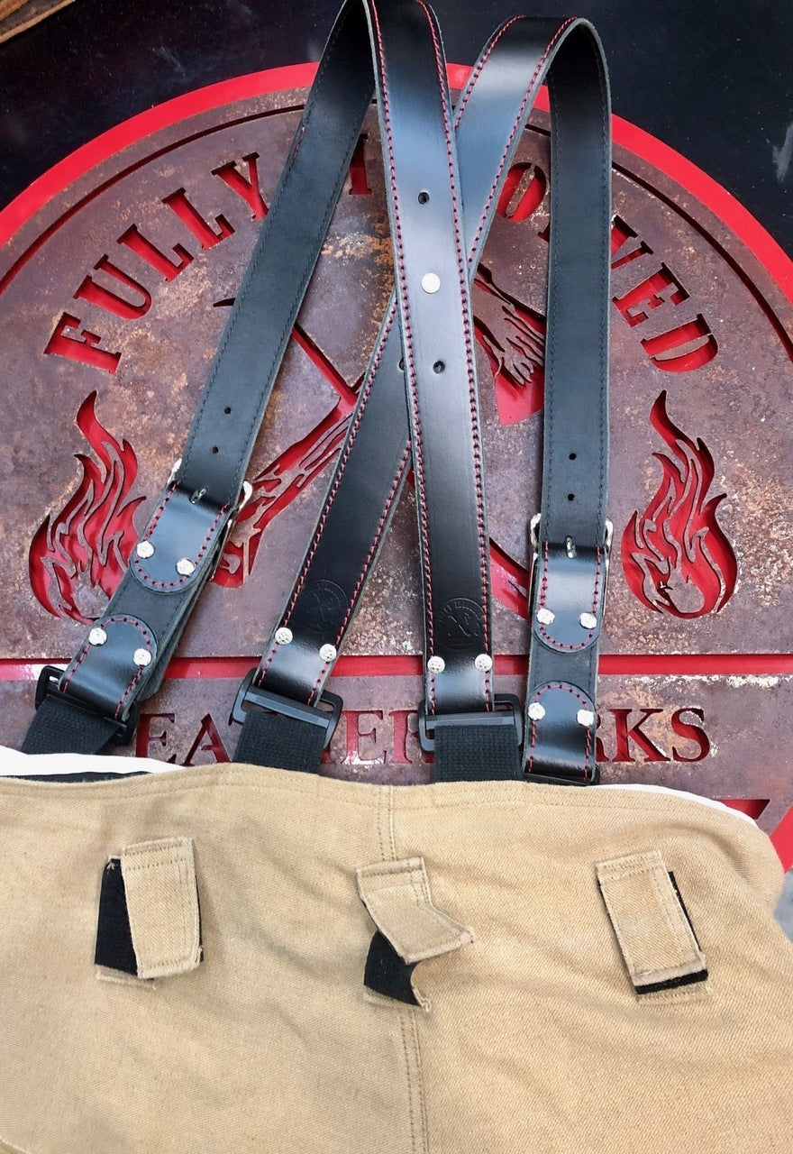 Black Ready To Ship Leather X-Back Suspenders