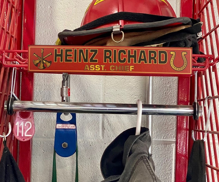 Red Flashover Graphix Custom Leather Locker Tag