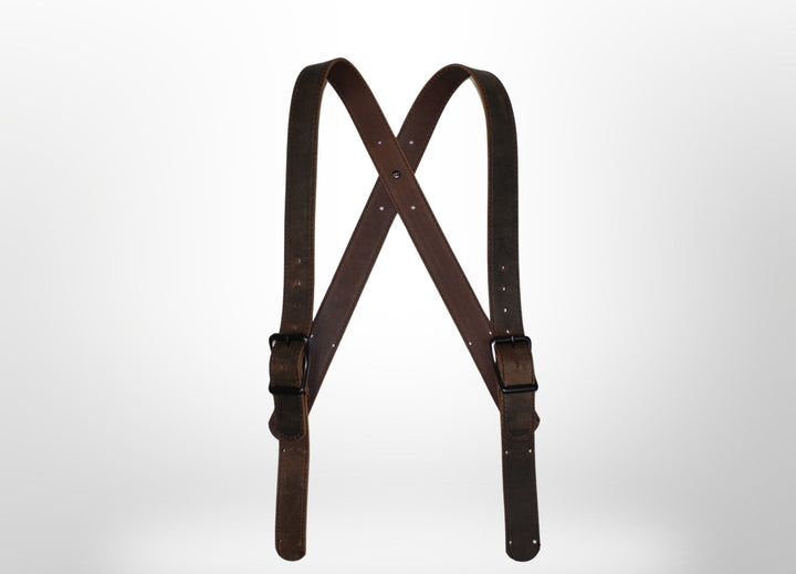 Rustic Smoke Ready To Ship Leather X-Back Suspenders