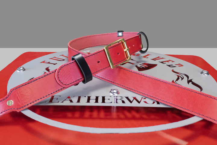 Red Ready To Ship Leather Radio Strap