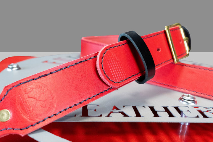 Red Ready To Ship Leather Radio Strap