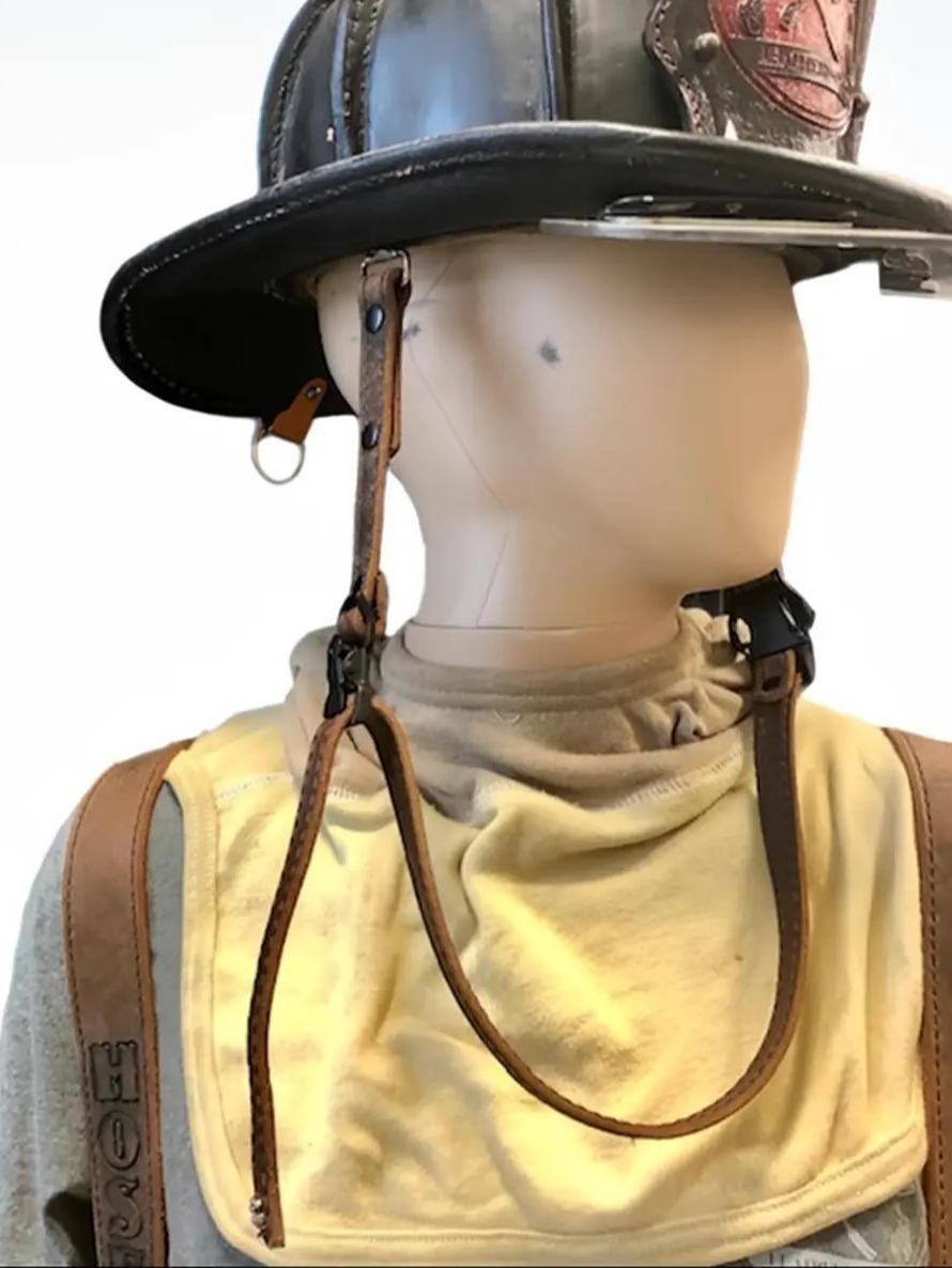 Stitched Leather Fire Helmet Chin Strap