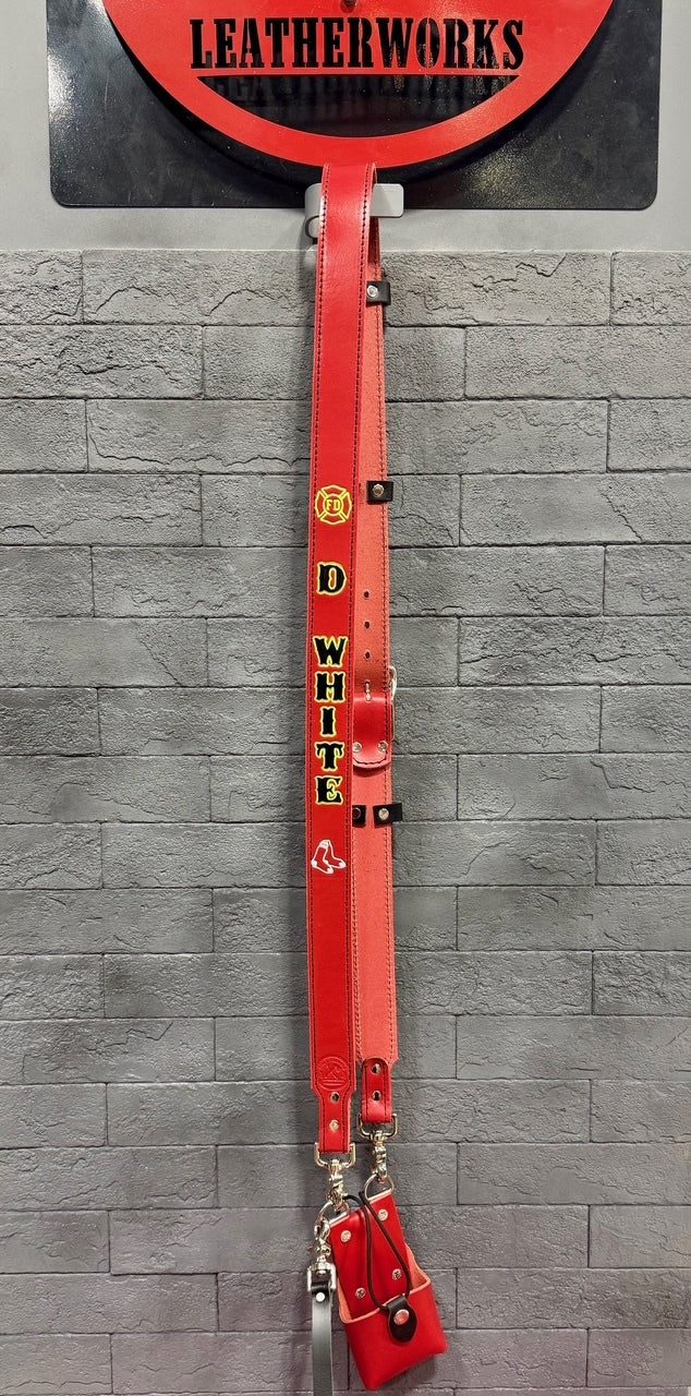 Red Custom Leather Radio Strap