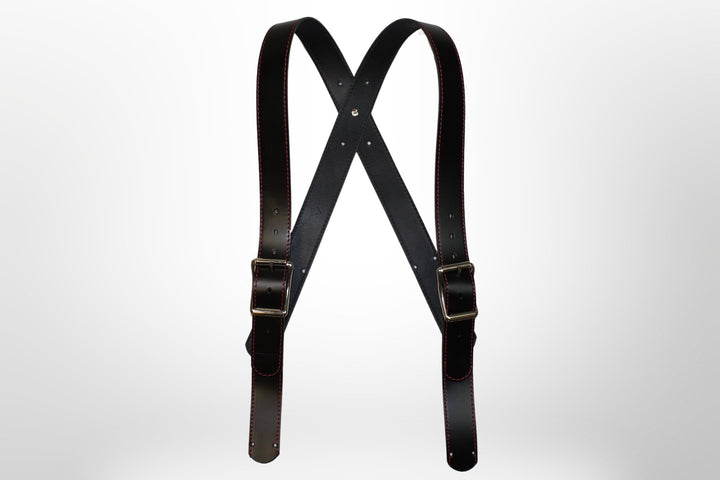 Black Ready To Ship Leather X-Back Suspenders