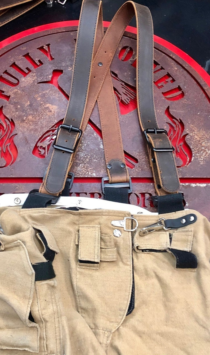 Rustic Smoke Ready To Ship Leather X-Back Suspenders